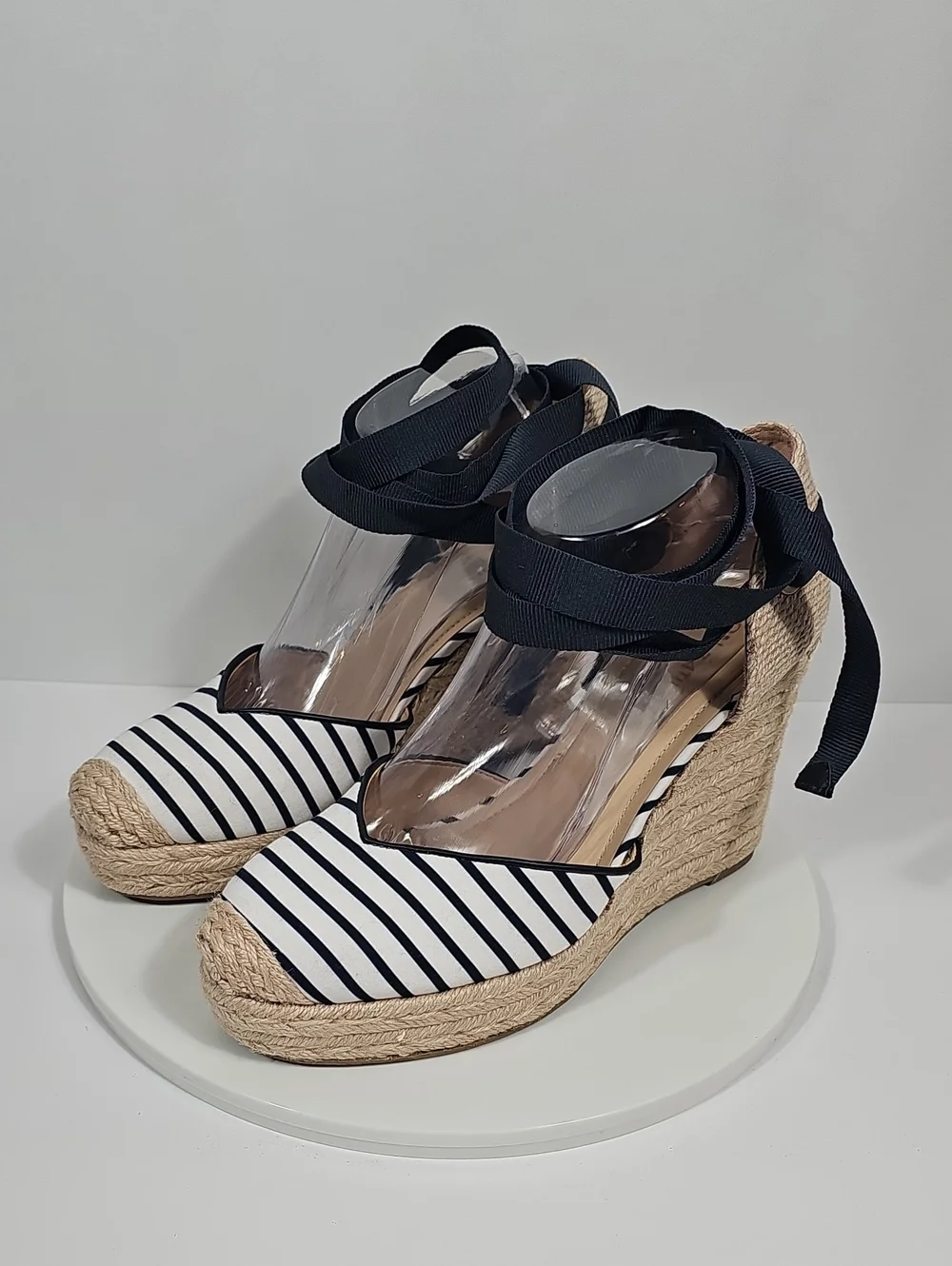 On 34th Melindaa Espadrille Wedge Stripe Lace Up Sandals 9.5 NIB Balletcore
